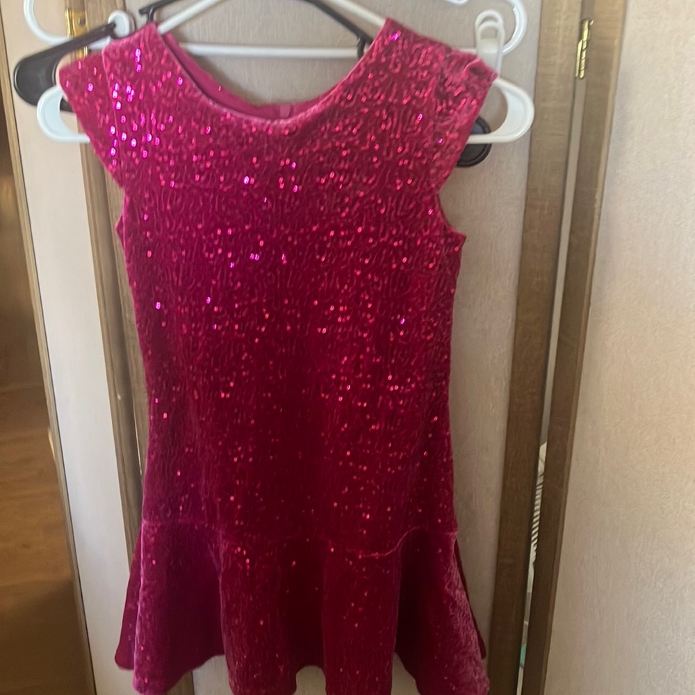 FINAL MARKDOWN Place Fuchsia Sequin and velvet Dress medium